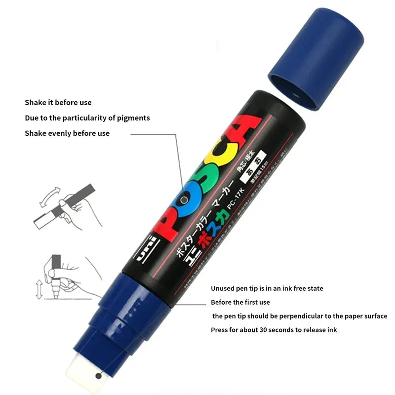 1pcs Japan UNI POSCA Marker PC-17K Graffiti Painting POP Poster Advertising Pen 15mm Water Based Big Head Pen Art Supplies