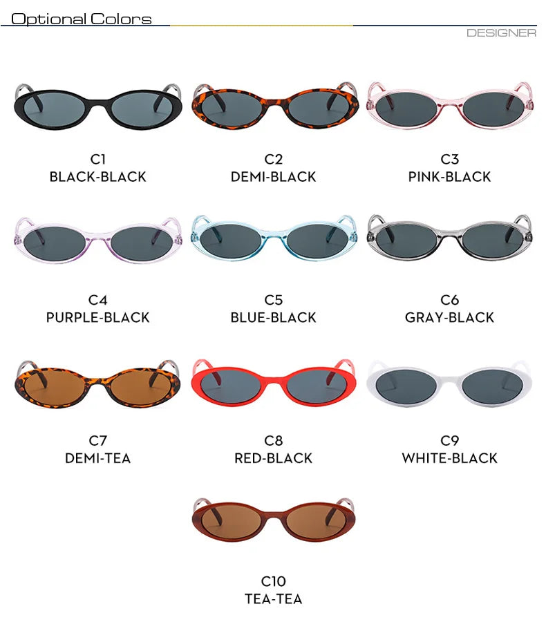 New Small Oval Sunglasses Women Men Trendy Vintage Hip Hop Cat Eye Sun Glasses Female Leopard Black Punk Eyewear UV400 Oculos