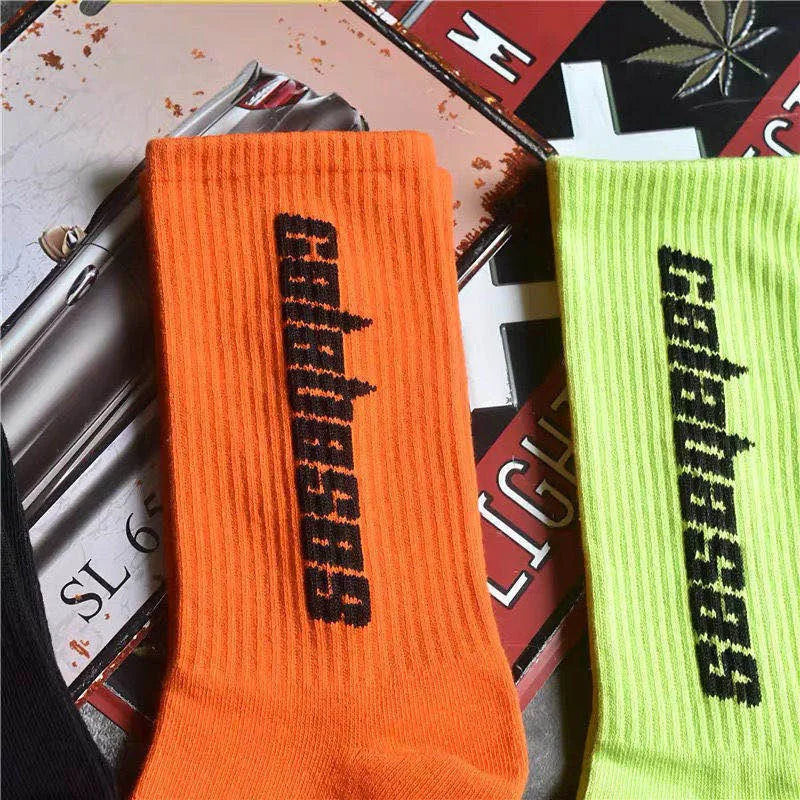Streetwear Skateboard Harajuku CPFM Kanye West Socks Letter Coconut 350 Calabasas Rap Basketball Hip Hop Fashion Cotton Socks