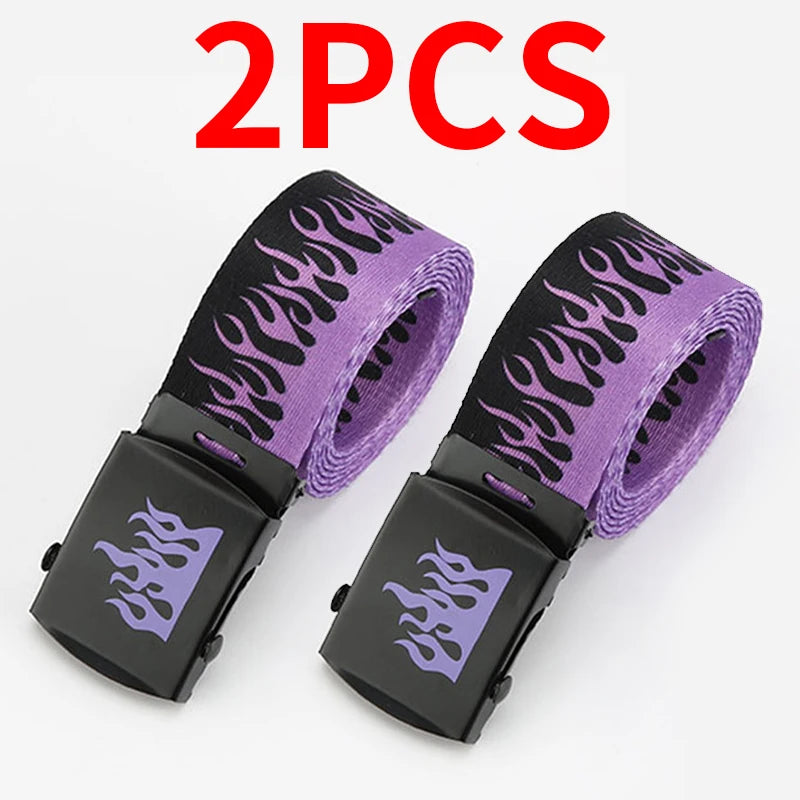 Punk Style Flame Belt - Trendy Hip-hop Street Bad Boy Personality Decoration Durable for Both Men and Women