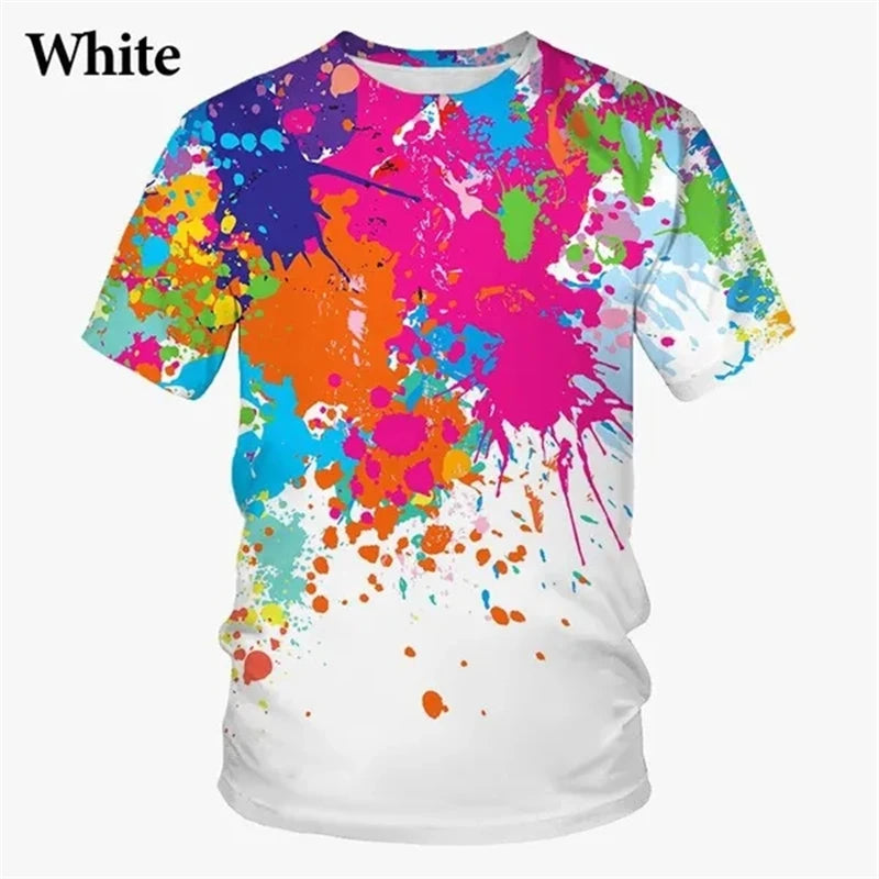 Graffiti Paint 3D Printed T-shirt Summer New Men's Fashion Splash Ink New Short-sleeved Top Cool T Shirt Streetwear Baggy Tees