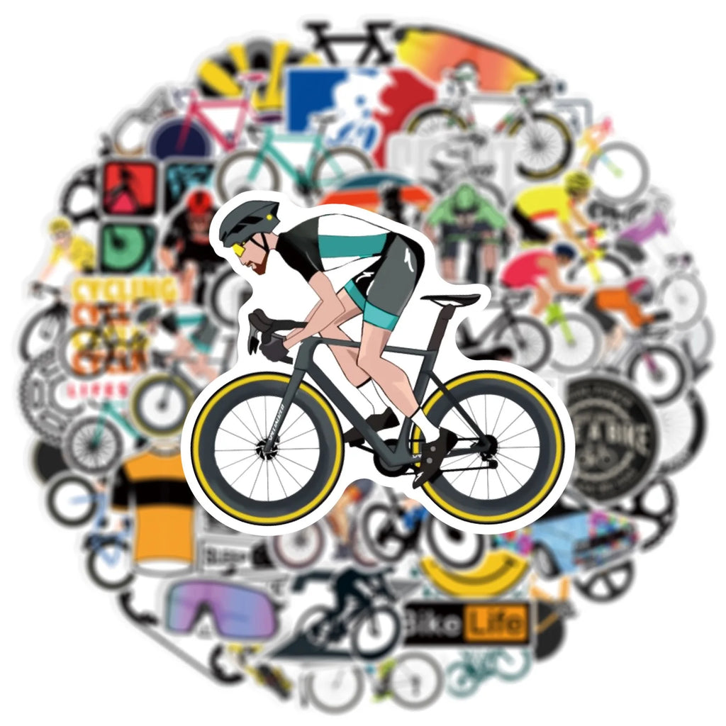 50Pcs Cool Mountain Bike Stickers Outdoor MTB Bicycle DIY Stickers Scrapbooking Phone Luggage Skateboard  Waterproof Decals