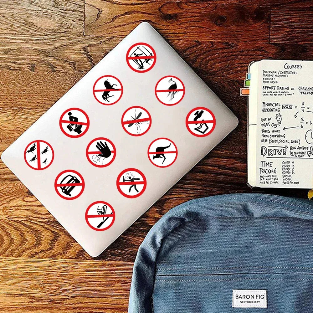 62 Pieces of Fun Warning Stickers for Luggage, Notebooks, Guitars, Skateboards, and Waterproof PVC Graffiti Stickers