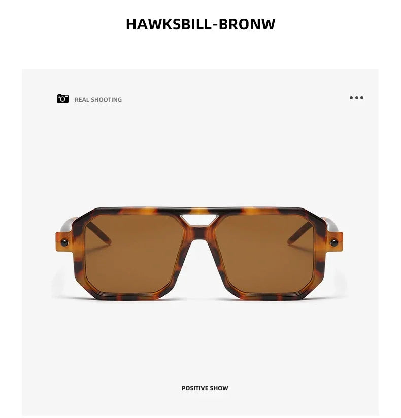 Trendy Design Double Bridge Sunglasses Women's Fashion Leopard Sun Glasses Popular Street Wear Shades Men's Shades UV400 Eyewear