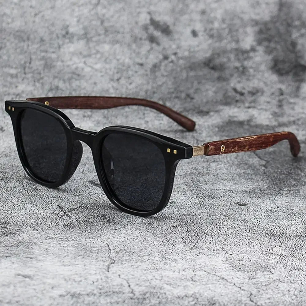 Trendy Retro Wood Grain Sunglasses - Polarized UV Protection for Men & Women, Perfect for Cycling & Outdoor Street Photography