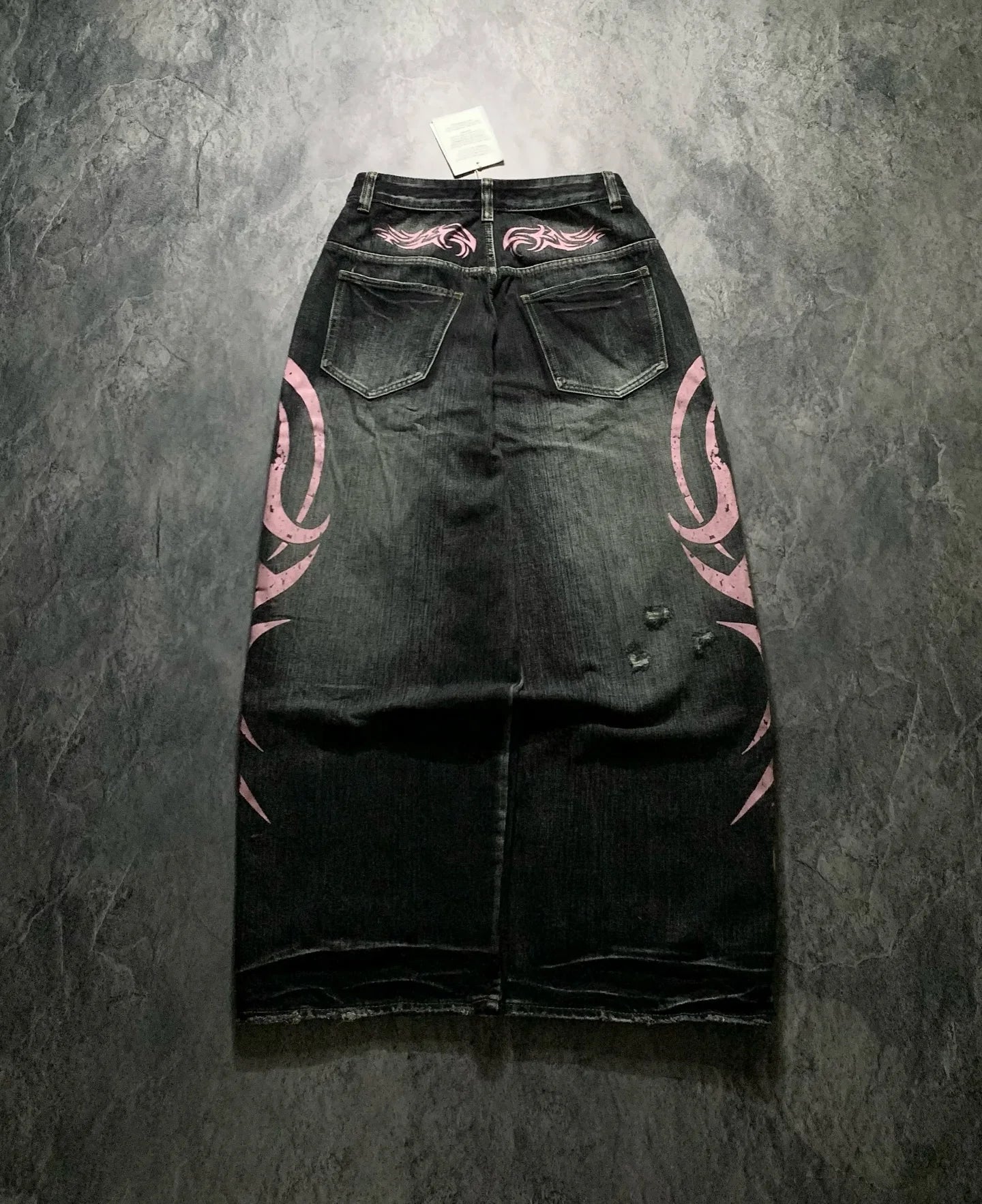 Y2K Graffiti Gothic Jeans Loose Punk Print Jeans Retro Street Street Hip Hop  Straight  Pants  High Street Harajuku Couple Pants