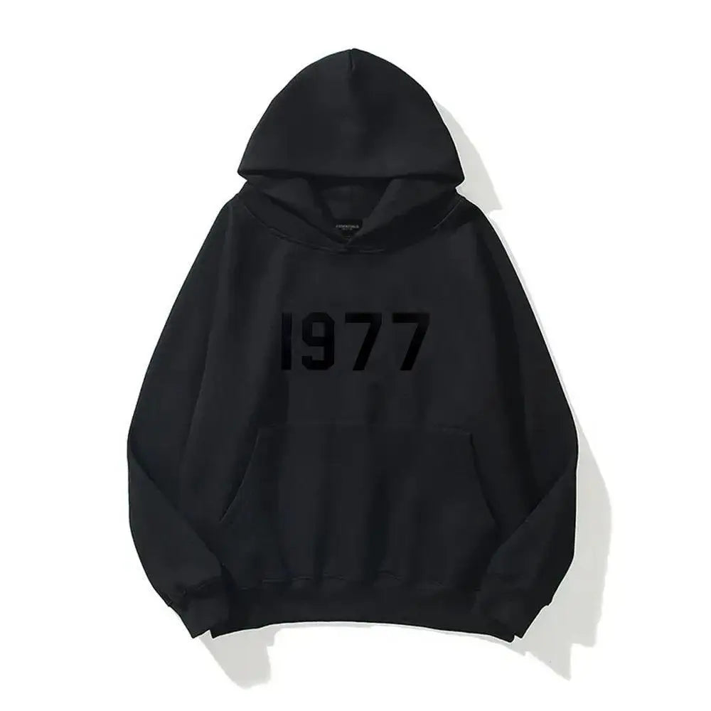 Digital 1977 Printed Women's Fleece Hoodie Warm Men's Sweatshirt Fashion Street Wear Casual Loose Pullover