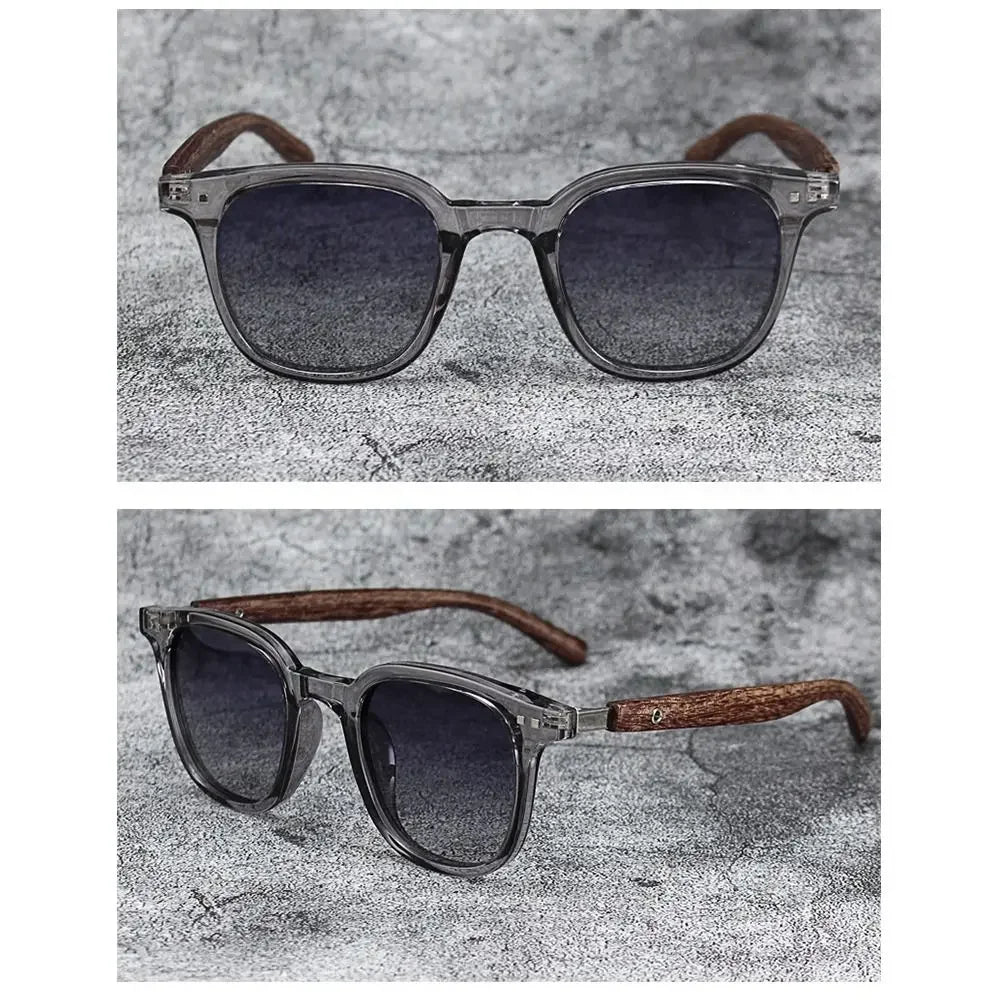 Trendy Retro Wood Grain Sunglasses - Polarized UV Protection for Men & Women, Perfect for Cycling & Outdoor Street Photography