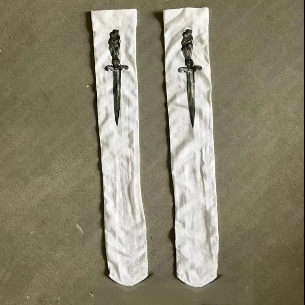 Y2k White Sexy Subculture Graffiti Punk Print Long Socks Haraiuku Over Knee Thigh High Stockings Y2K Cosplay Cute Socks Kawaii