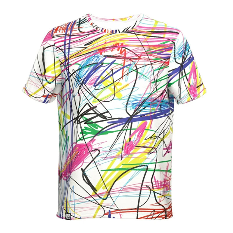 Hip Hop Graffiti Street Men's T Shirt 3D Print Cool Graphic Crew Neck Short Sleeve T Shirts Personality Fashion Cool Tee Top