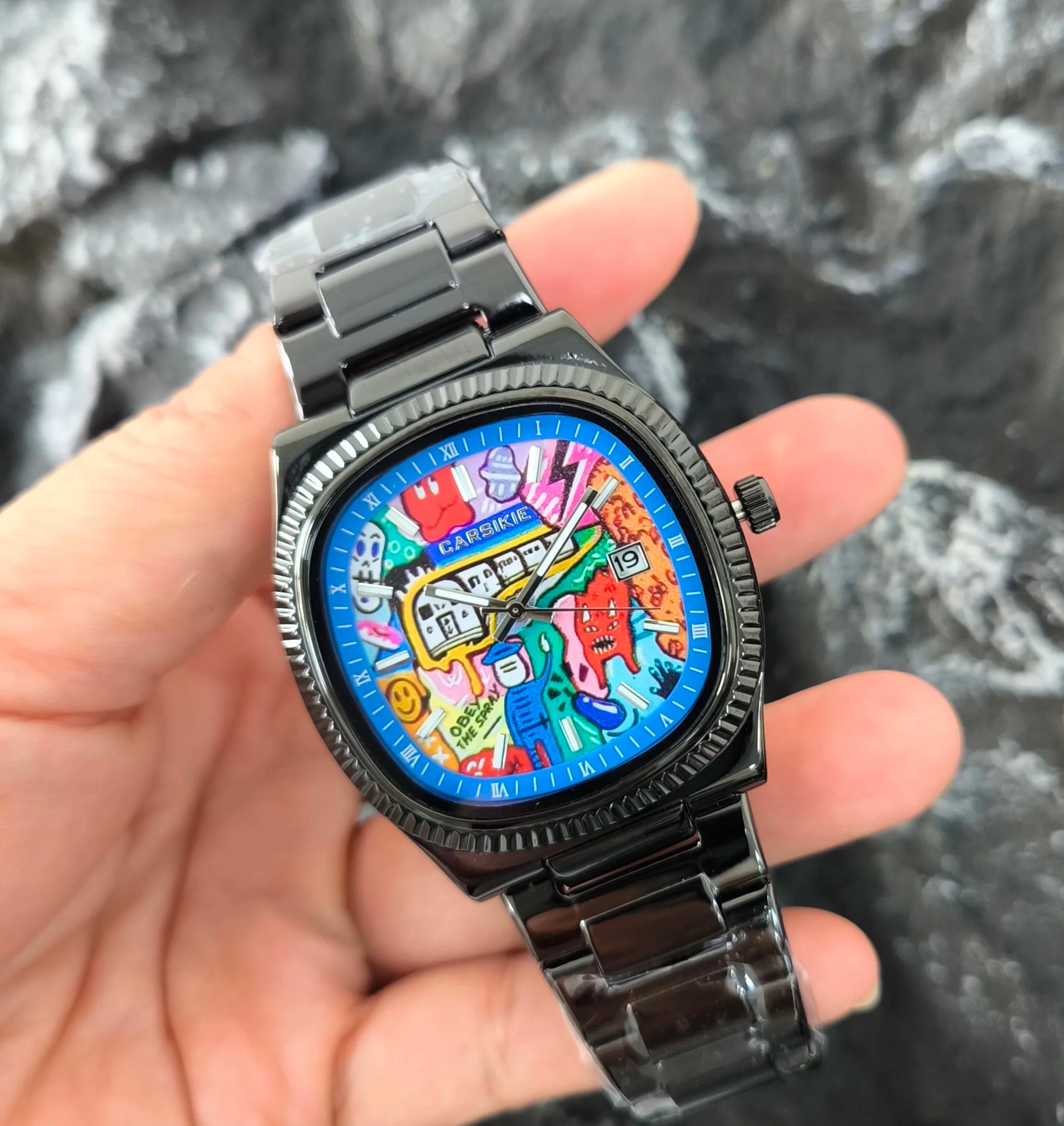 2025 New Square Men's Watch Abstract Art Dial Trendy Retro Niche Watch Luxury Gift Silver Black Gold Quartz Watch Street Style