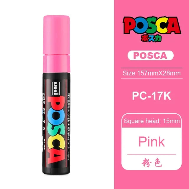 1pcs Japan UNI POSCA Marker PC-17K Graffiti Painting POP Poster Advertising Pen 15mm Water Based Big Head Pen Art Supplies