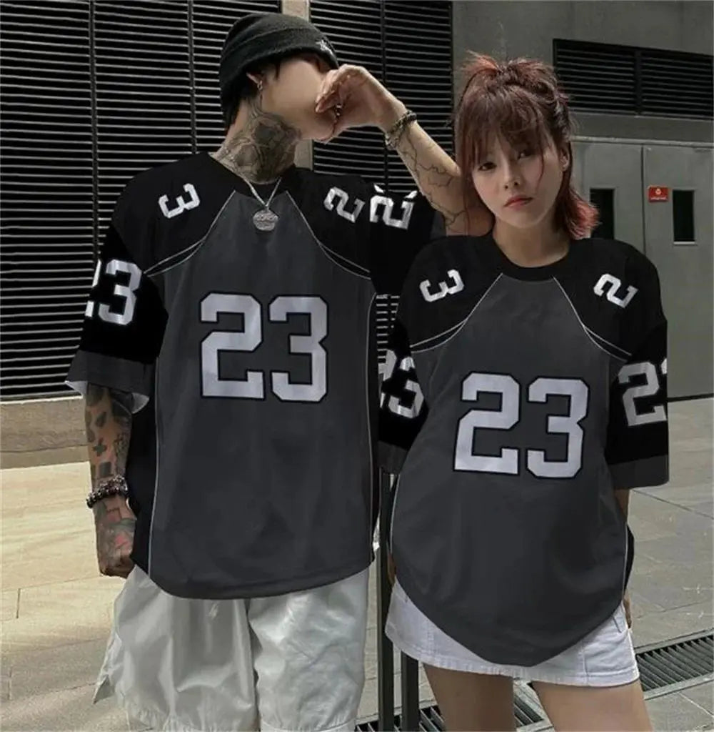 Number Letter Printed Jersey T-Shirt Fan Culture Shirt Men's T-Shirt Street Short Sleeved High Street Hip Hop Oversize T Shirt