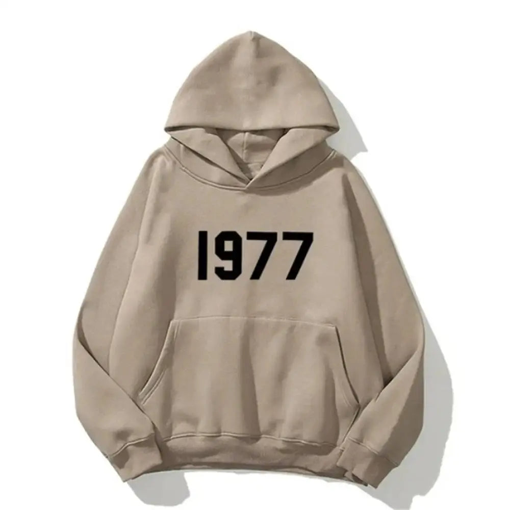 Digital 1977 Printed Women's Fleece Hoodie Warm Men's Sweatshirt Fashion Street Wear Casual Loose Pullover