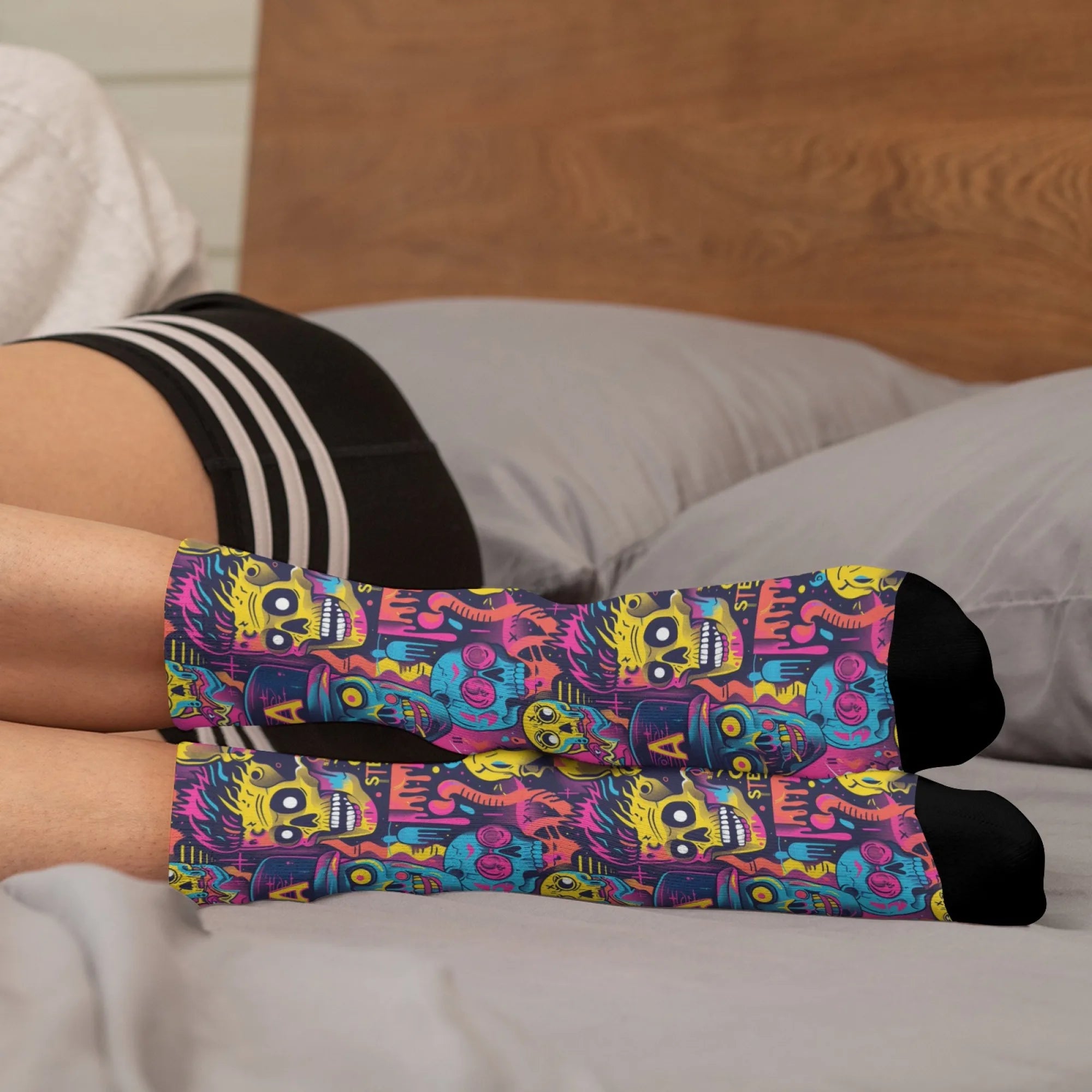 Punk rock rap skull happy socks unisex novelty hip hop harajuku compression socks gift comfortable breathable non-slip socks