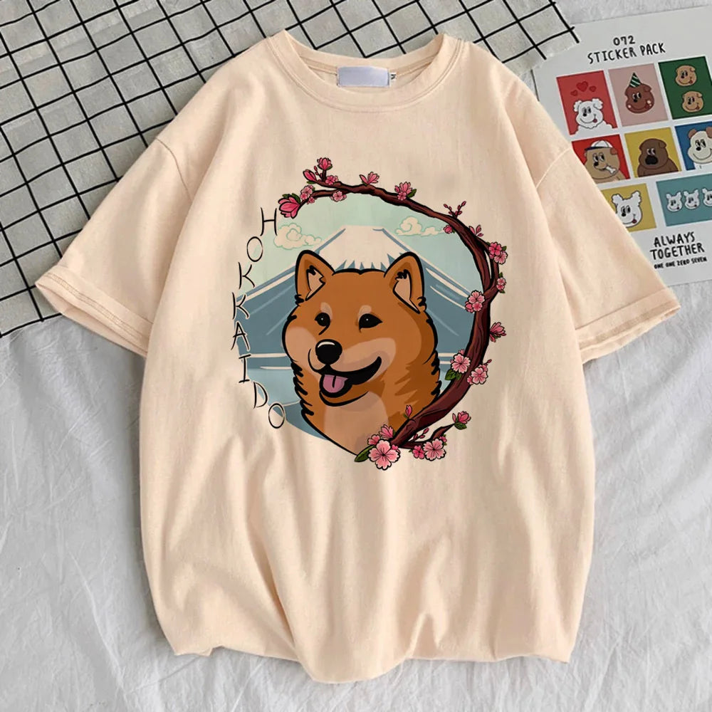 Shiba Inu tshirt teen graphic Pop Culture Grunge Digital University shirt Trendy Vintage anime Breathable hip hop 2000s