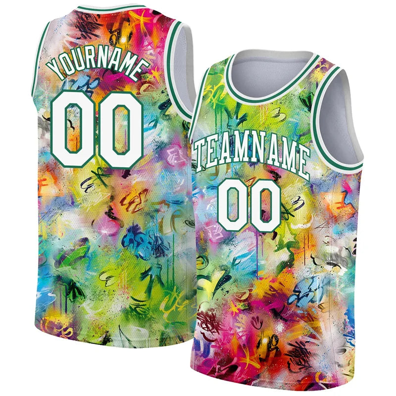 Street Art Neon Graffiti Custom Basketball Vest For Men Hip Hop Streetwear DIY Personality Name Summer Gym Sports Fashion Tank