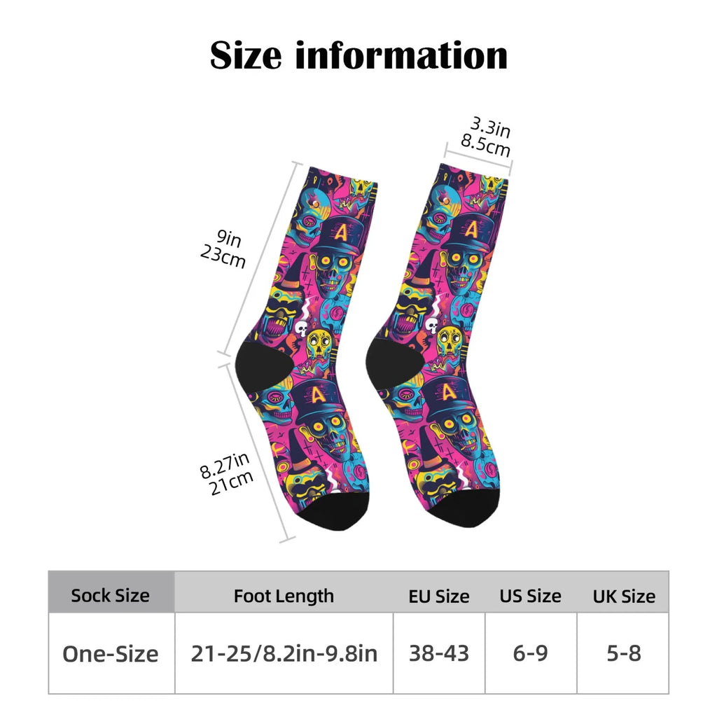 Punk rock rap skull happy socks unisex novelty hip hop harajuku compression socks gift comfortable breathable non-slip socks