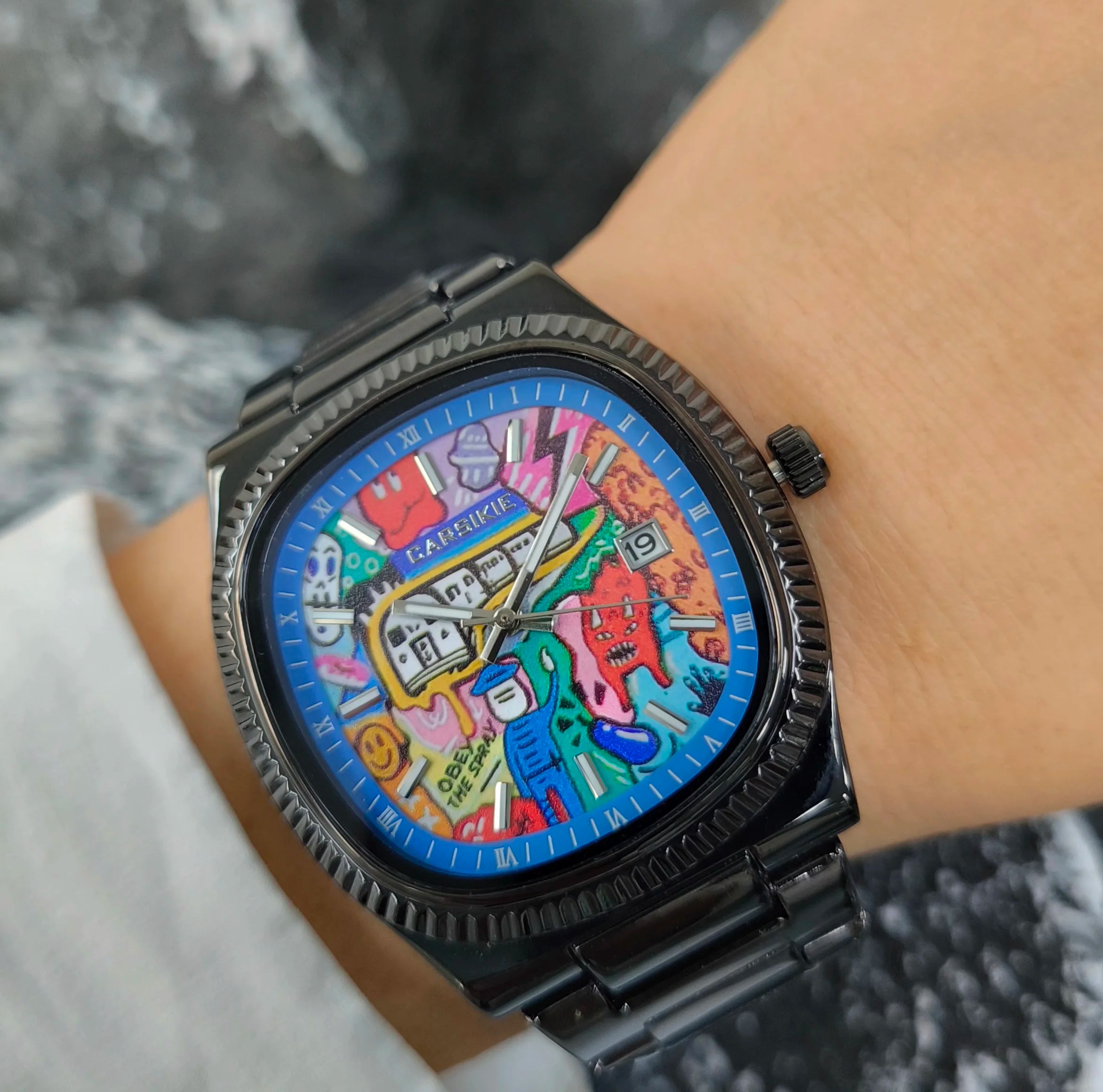 2025 New Square Men's Watch Abstract Art Dial Trendy Retro Niche Watch Luxury Gift Silver Black Gold Quartz Watch Street Style