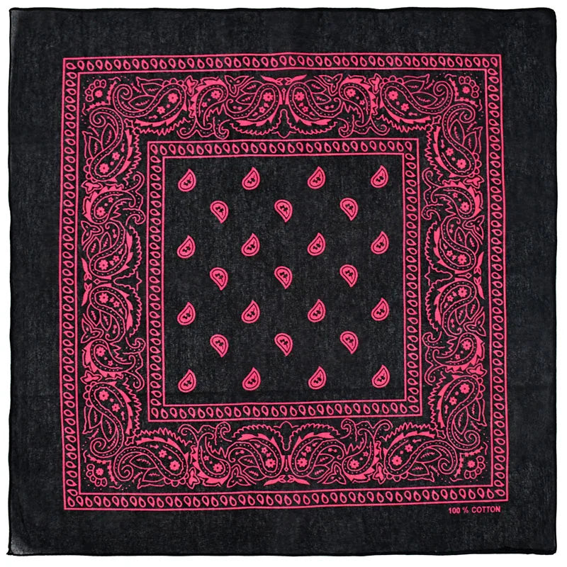 Black Hip Hop Bandana Kerchief Unisex Hair Band Neck Scarf Paisley Headwear Wrist Hairwrap Square Scarves Print Handkerchief