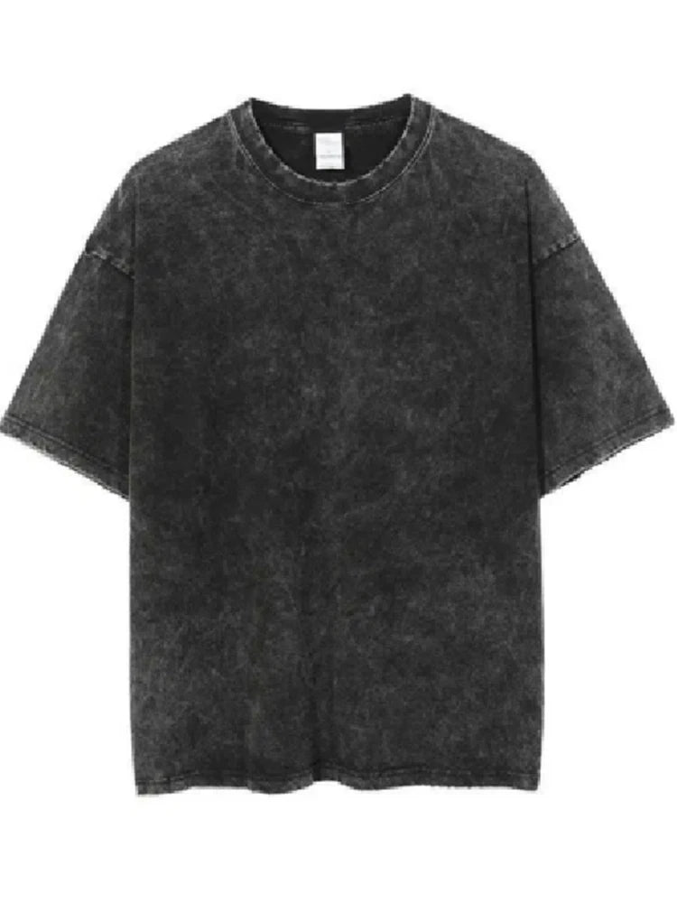Washed Vintage T-Shirts Street Hip Hop Retro Punk T Shirt women Harajuku Casual Cotton Short Sleeve Acid Wash TShirts top 2025