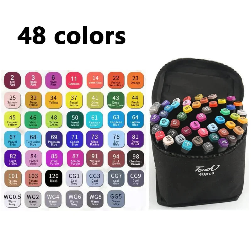24/36/48/60/80/120/168/262 Colors Artist Double Headed Art Marker Pen Graffiti Manga Sketch Alcohol Based Soft Brush For School