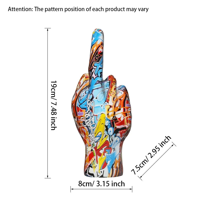 Graffiti Middle Finger Ornament Art And Crafts Resin Gesture Statue Desktop Ring A Living Room Home Decoration