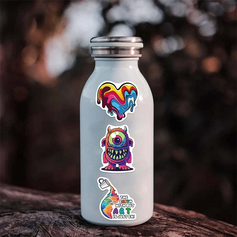 50PCS Hip Hop Graffiti Stickers, Colorful Street Art Decals, Cartoon Music Vinyl Skateboard Stickers for Laptop Water Bottle DIY