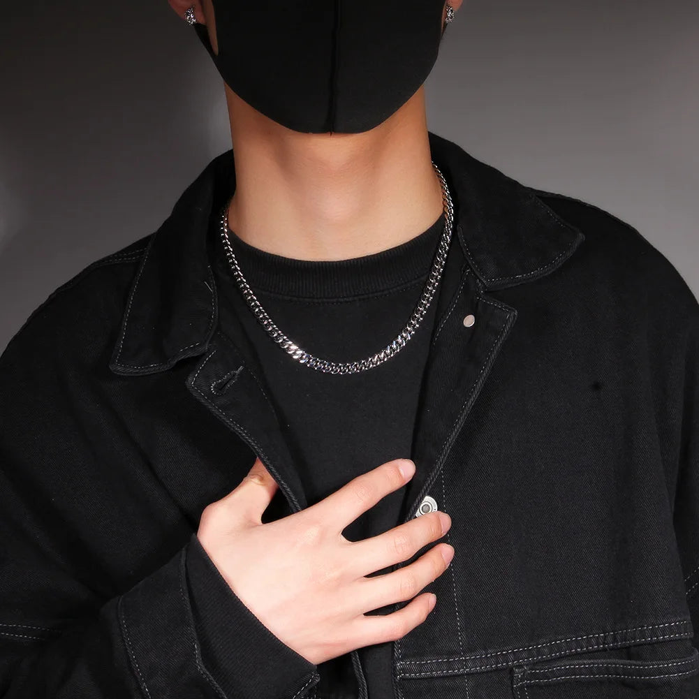 316 Stainless Steel Plated 18k Gold Fashion 8.10.12mm Encrypted Cuban Chain Rap Hip Hop Men Women Bracelet Necklace Accessories