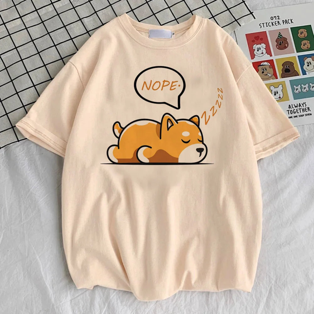 Shiba Inu tshirt teen graphic Pop Culture Grunge Digital University shirt Trendy Vintage anime Breathable hip hop 2000s