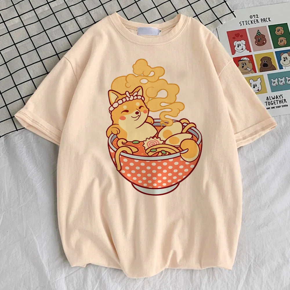 Shiba Inu tshirt teen graphic Pop Culture Grunge Digital University shirt Trendy Vintage anime Breathable hip hop 2000s