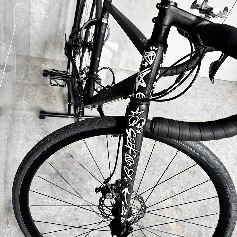 Graffiti - Style Bike Sticker Pack,Cool Cartoon & Symbol Decals for Bicycle Frames, Laptops,Perfect for Personalizing Your Items