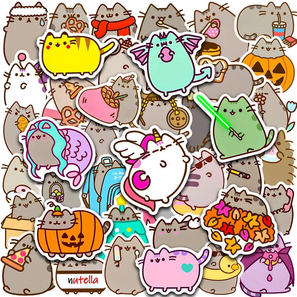 50/100PCS Kawaii Chunky Cat Stickers DIY Stationery Phone Diary Waterproof Cute Graffiti Children's Sticker Reward Decals Toys