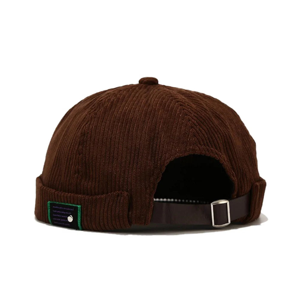 Unisex Corduroy Solid Color Brimless Caps for Men Women Streetwear Hip Hop Hats Retro Beanie Docker Caps Adjustable Dome Hats