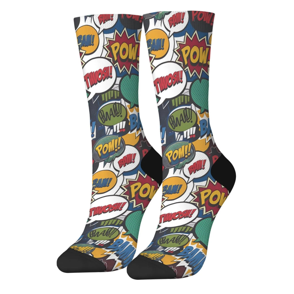 Fun street graffiti comic pop art socks men and women leisure outdoor sports socks hip hop happy personality crew socks gift