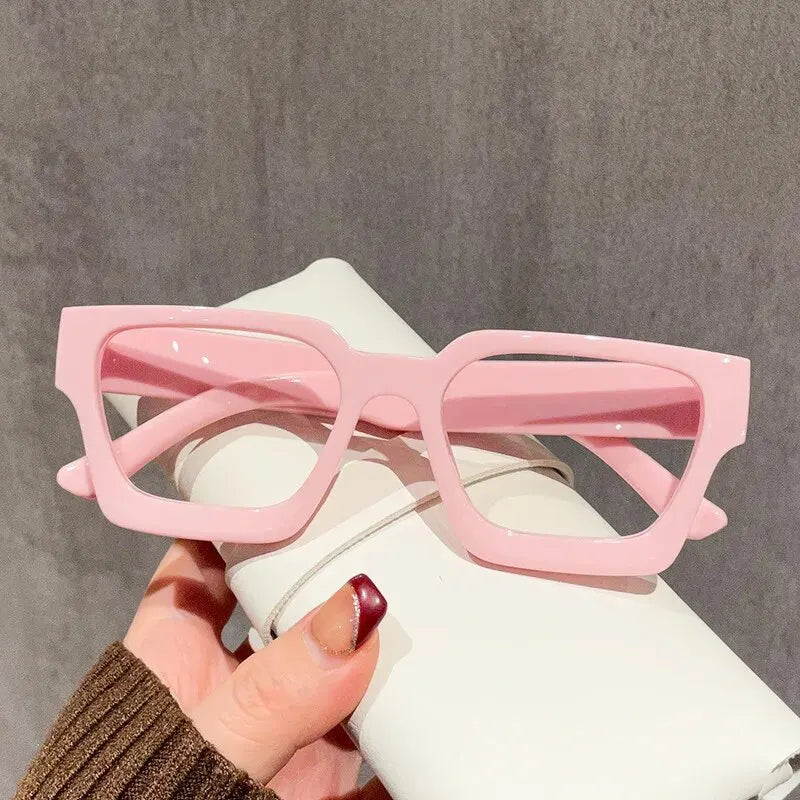 Texture Thick Edge Square Frame Decoration Street Wear Flat Mirror European And American Anti-blue Glasses