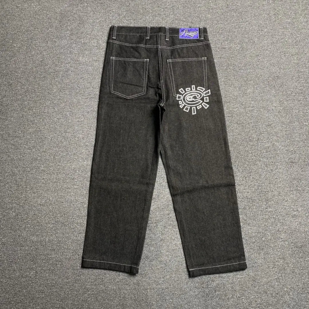 New Always Jeans High quality Printed Embroidery Straight Jeans Black Pants Men Jeans Printing Trend Street Wear AlwaysJeans Men