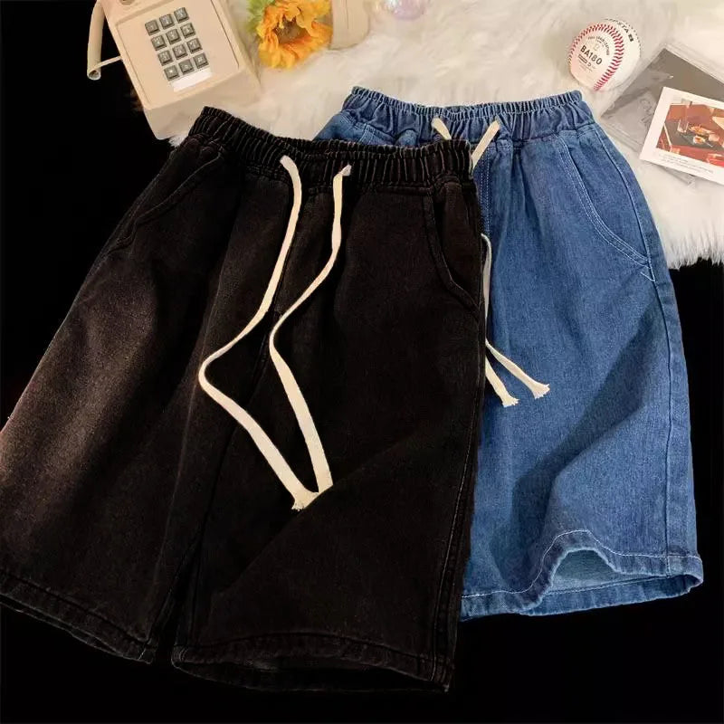 2025 Baggy Jeans Shorts for Men Casual Loose Fit Wide Leg Denim Jorts Y2K Vintage Hip Hop Skateboard Long Jorts Male Streetwear