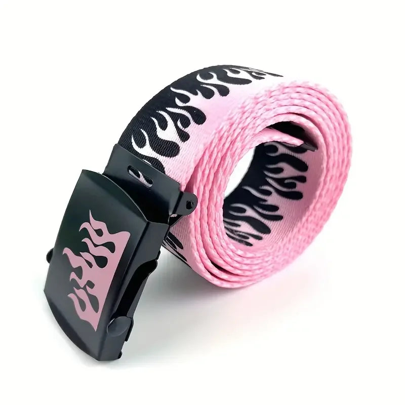 Punk Style Flame Belt - Trendy Hip-hop Street Bad Boy Personality Decoration Durable for Both Men and Women