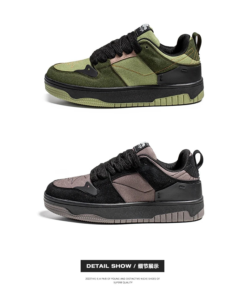 Fashion Green Men's Casual Sneakers Street Youth Sport Skateboard Shoes Men Designer Skateboarding Men Sneaker zapatillas hombre