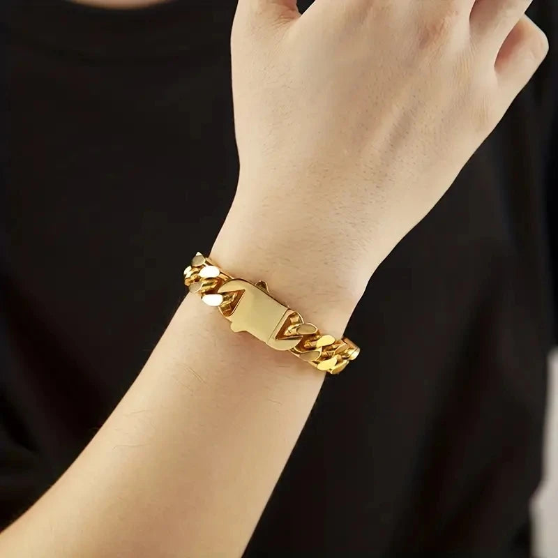 316 Stainless Steel Plated 18k Gold Fashion 8.10.12mm Encrypted Cuban Chain Rap Hip Hop Men Women Bracelet Necklace Accessories