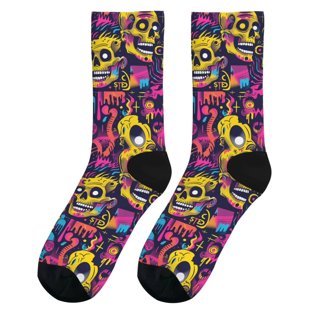 Punk rock rap skull happy socks unisex novelty hip hop harajuku compression socks gift comfortable breathable non-slip socks