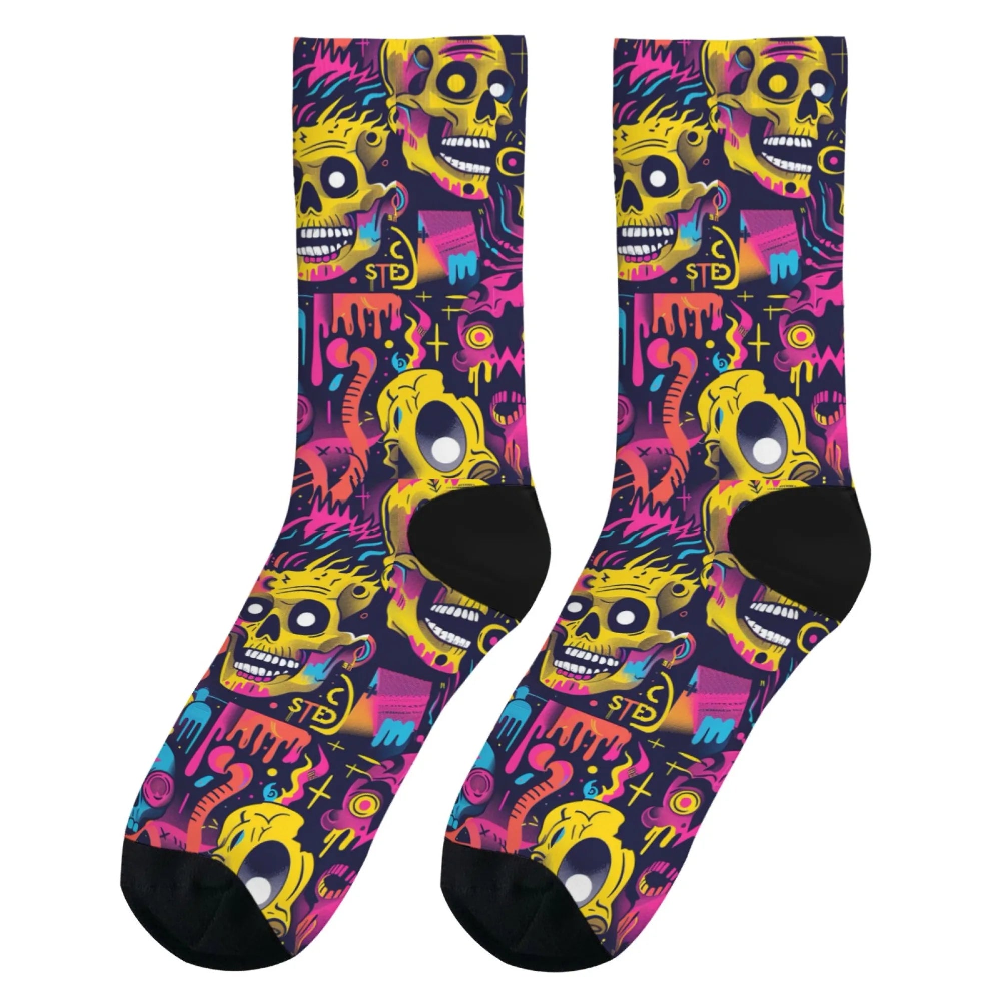 Punk rock rap skull happy socks unisex novelty hip hop harajuku compression socks gift comfortable breathable non-slip socks