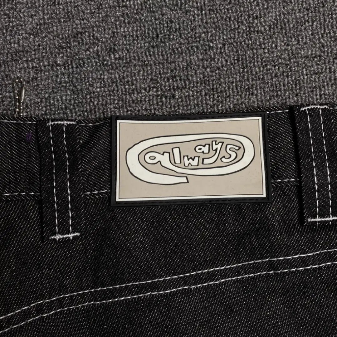 New Always Jeans High quality Printed Embroidery Straight Jeans Black Pants Men Jeans Printing Trend Street Wear AlwaysJeans Men