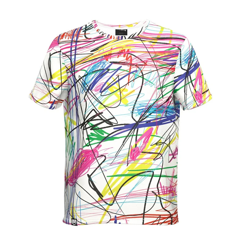 Hip Hop Graffiti Street Men's T Shirt 3D Print Cool Graphic Crew Neck Short Sleeve T Shirts Personality Fashion Cool Tee Top