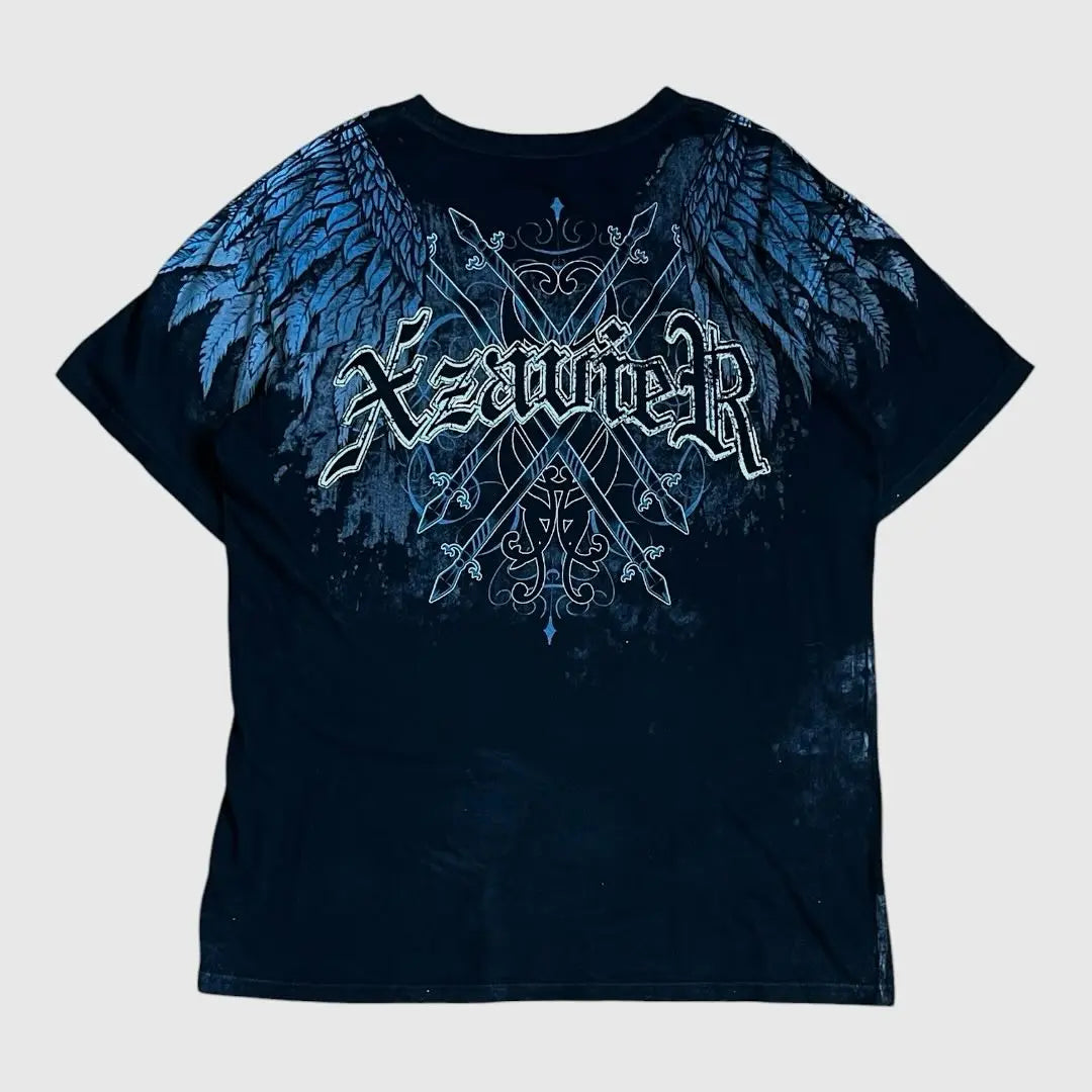 Hip Hop Multi-Element T-Shirt Mens American High Street Retro Loose Short-Sleeved Double-Sided Graffiti Printed Unisex Shirt