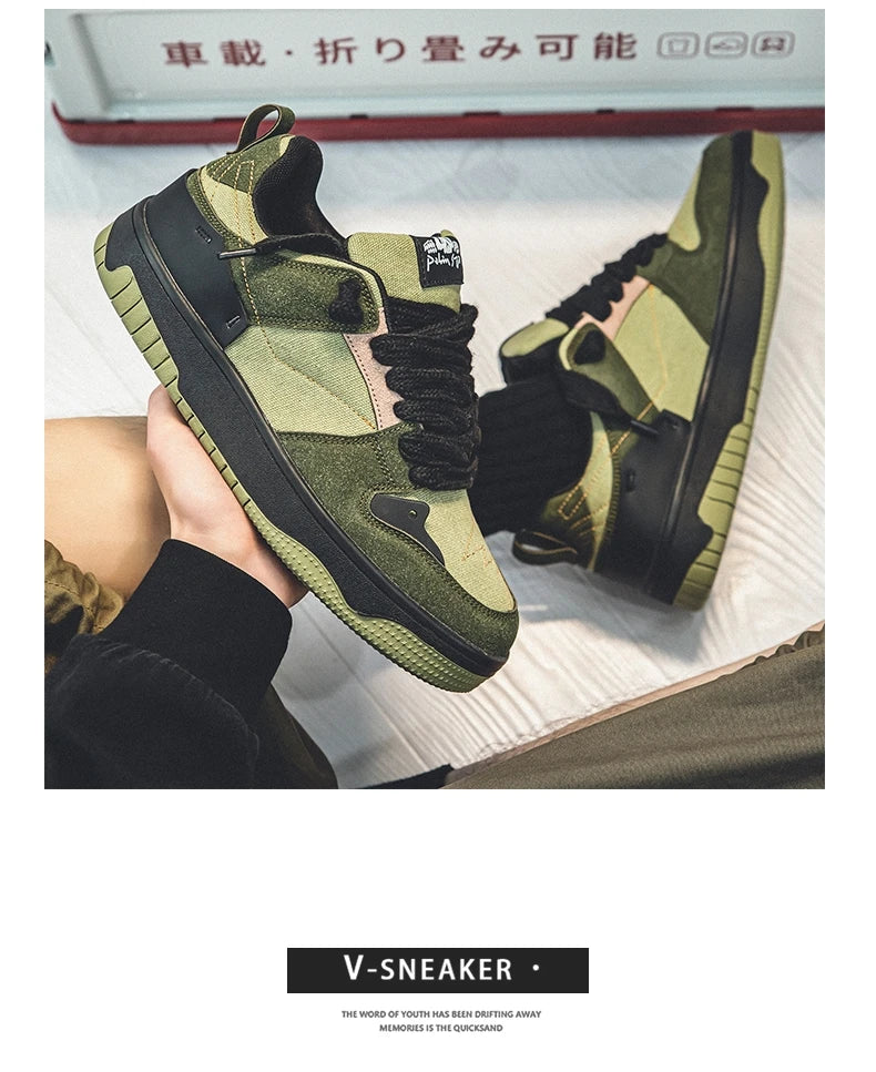 Fashion Green Men's Casual Sneakers Street Youth Sport Skateboard Shoes Men Designer Skateboarding Men Sneaker zapatillas hombre