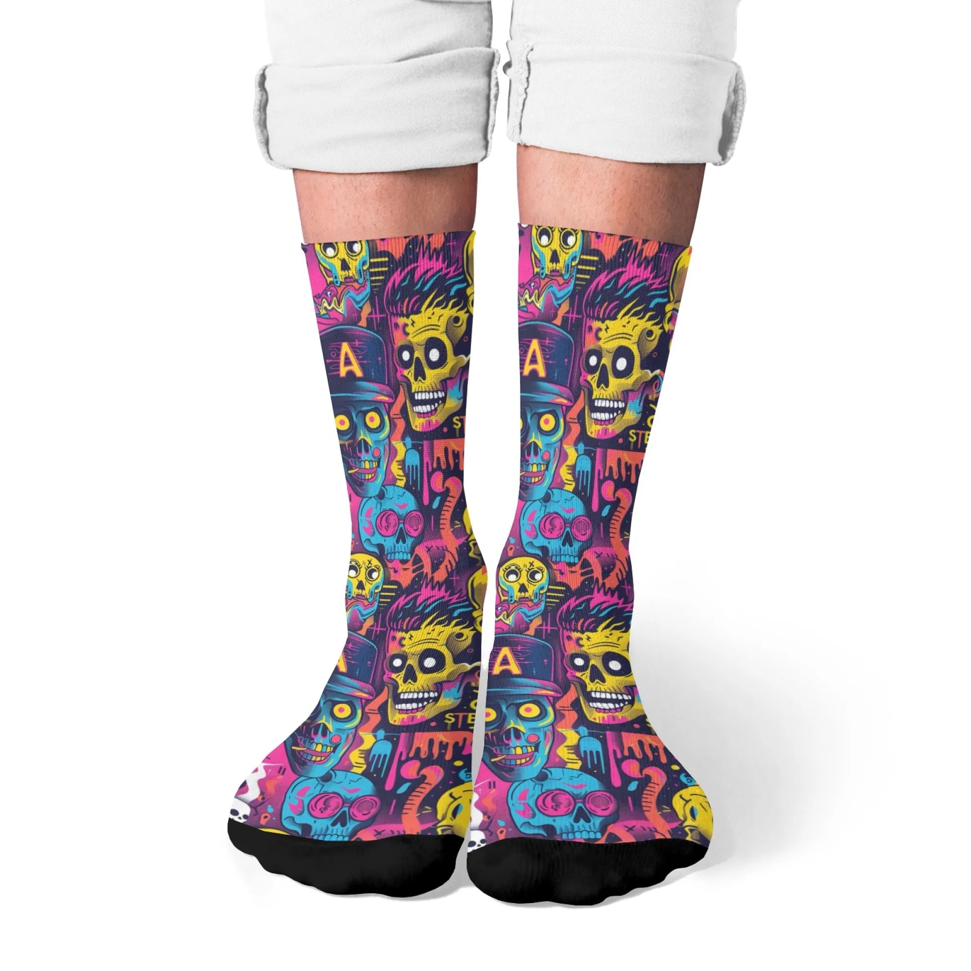 Punk rock rap skull happy socks unisex novelty hip hop harajuku compression socks gift comfortable breathable non-slip socks