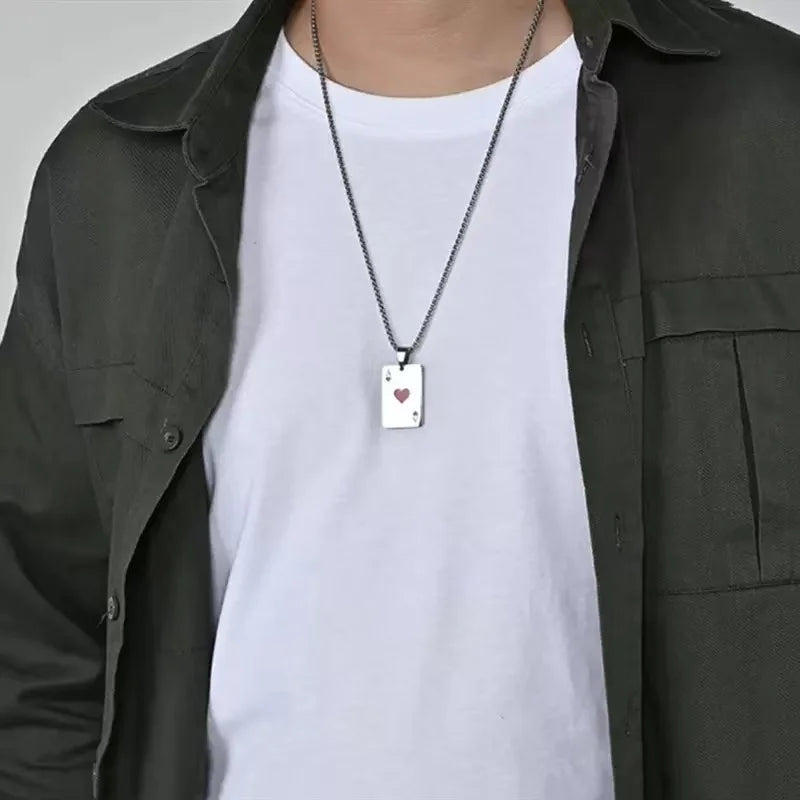The 2025 new 2PCS hip-hop style declaration card Spades heart necklace is suitable for both men and women to wear. It is a penda