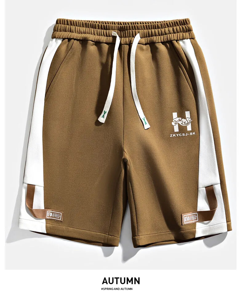 Fashion Men's Casual Shorts 2025 Summer Youth High Street Wear Knee-Length Pants Outdoor Sports Elastic Waist Five-Cents Joggers